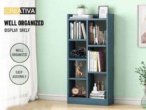 Furniture: Bookshelf Display Shelf CD DVD Storage Media Rack Cupboard * Lake Blue