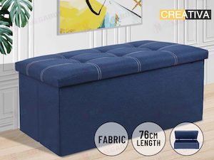 Bedroom Furniture: Portable Ottoman Storage 76cm "Navy Blue"