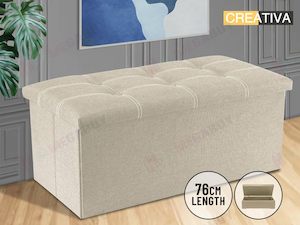 Bedroom Furniture: Storage Ottoman, Stable & Sturdy, Foldable Space Saver, Soft Sofa Sponge*Beige