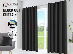 Curtains Blinds: Blockout Curtain Back Tab 2PC AP Black * 4 Sizes