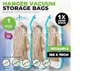Home Decor: Hanging Vacuum Space Saver Bags Storage Wardrobe Hanger Dust Cover * 105 CM