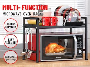 Kitchen: Microwave Shelf Holder *Black Adjustable Heavy Duty