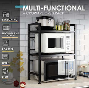 Kitchen: Microwave Shelf Holder Black 3 Tier Expandable