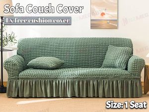 Lifestyle: Sofa cover with Skirts  Sage Green 4 sizes