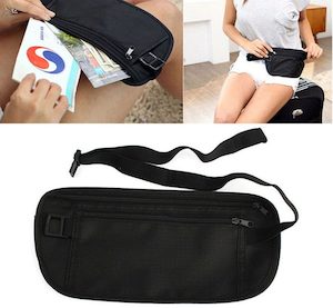 Luggage Travel Accessories: Travel Wallet Security Waist Pouch Belt Passport *Black
