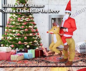 Party Festive Supplies: Santa Claus Ride On Deer Inflatable Costume for Christmas