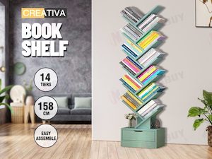 Dining: Display Shelf Bookshelf  14 -Shelf Tree Book Storage Rack Bookcase  * SEAFOAM