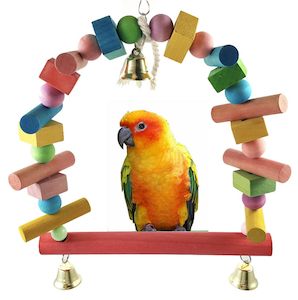 Bird: Bird Chewing Toy * Parrot Swing Toys Hanging Bell Cockatiel Cage Toy* 27CM