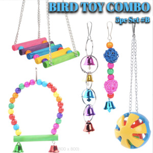 Bird toys parrot toys hanging swing ladder 5pc Combo