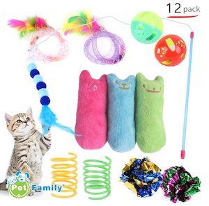 Cat 1: Pet Toys 12pc Cat Toy Channel Tease Cat Stick Supplies Value Combination