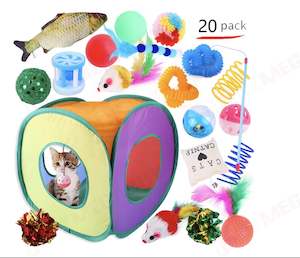 Cat 1: pet Toys 20pc Cat Toy Channel Tease Cat Stick Supplies Value Combination