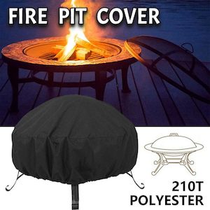 Outdoor Furniture Covers: Round Fire Pit Cover Garden BBQ Grill Bucket Pritector Waterproof 210D Outdoor