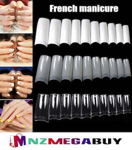 Heath Beauty: Nail tips, french nail tips, 100PC White Acrylic  French FALSE NAIL ART TIPS* Nail Tips --  French White , 0204, small