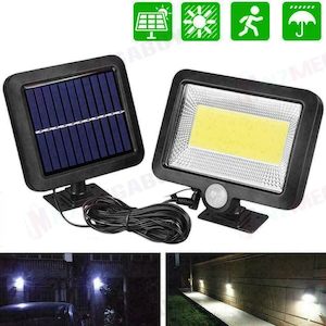 Electrical Lighting: 100COB Solar Sensor Light Solar Security Light Motion Detection Garden Flood