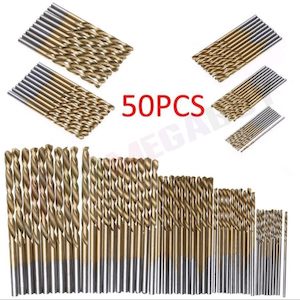 Tools: Drill Bit Set High Speed Steel 50Pcs Titanium Coated 1/1.5/2/2.5/3mm