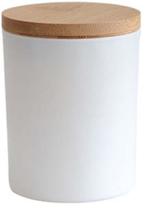 Crafts: White Classic Glass Candle Jar with Wooden Lid 300ml