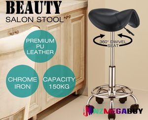 Salon Barber Bar Stool Massage Hairdressing Chair Swivel Hydraulic PU Black