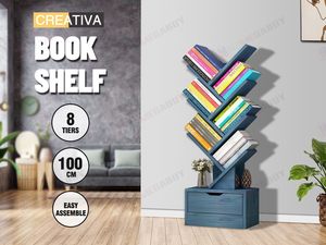 Bookcases And Display: Display Shelf Bookshelf 8 -Shelf Tree Book Storage Rack Bookcase * Lake Blue