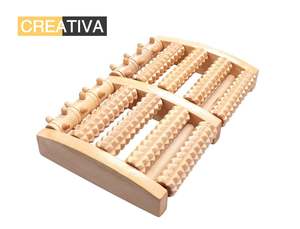 LARGE Wooden Foot Pain Massager 5 Roller Care Reflexology Relax Stress Relief