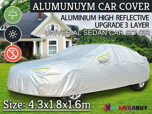 Full Car Cover – 3-Layer Aluminum Waterproof, UV & Rain Resistant, 5 Sizes