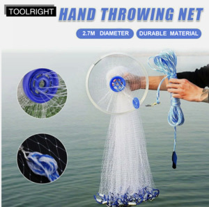 Durable Fishing Cast Net Bait Easy Throw Hand Cast Strong Tire Trap Mesh Line