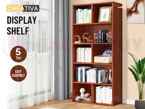 5-Tier Rimu Bookcase Display Shelf for Home & Office