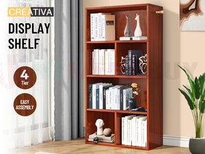 4-Tier Rimu Bookcase Display Shelf for Home & Office