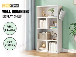 Furniture: 4-Tier White Bookcase Display Shelf for Home & Office