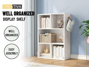 Furniture: 3-Tier White Bookcase Display Shelf for Home & Office