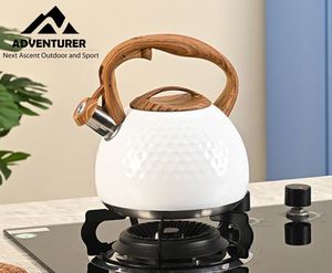 3L Stainless Steel Whistling Tea Kettle with Wooden Handle