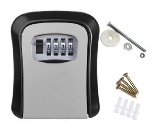 Security Lock Alarms: Key Lock Box Wall Mounted 4 Digit Combination Key Safe Outdoor