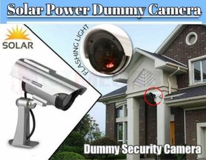 Security Lock Alarms: Solar Dummy Security Camera Fake CCTV Outdoor LED Silver Grey