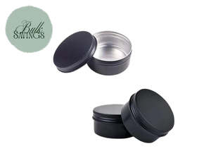 Lip Balm Containers: Aluminium Tins – Black | 50gm