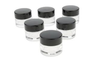 Lip Balm Supplies: Glass Pots 15gm / Lip Balm Pots / Clear, Black Lid