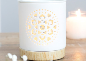 Oil Burners Diffusers: White Mandala Cut Out Oil Burner