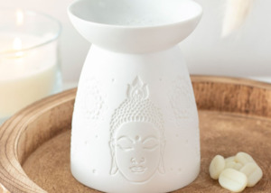 Oil Burners Diffusers: White Ceramic Buddha Face Oil Burner