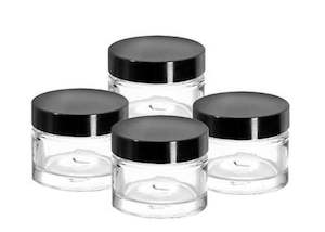 Candle Jars Glassware: Glass Pots 50gm / Lip Balm Pots, Cosmetic / Clear, Black Lid