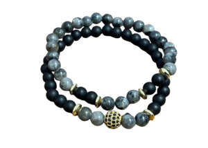 Jewellery Sale: Black and Gold 2 Piece Bracelet Set (34)
