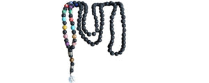 Aromatherapy Accessories: Black Lava Stone Necklace with Chakra Stones (14)