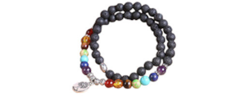 Aromatherapy Accessories: Black Lava Stone Bracelet Chakra Double (13)