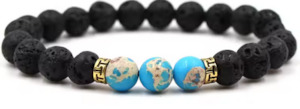 Black Lava Stone Bracelet with 3 Blue Stones (11)