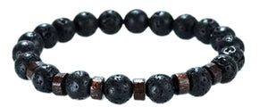 Black Lava Stone Bracelet with Brown Spacers (8)