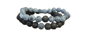 Aromatherapy Accessories: Black Lava Stone Bracelet Navy Set (6)