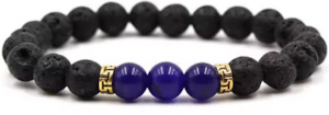 Black Lava Stone Bracelet with 3 Blue Stones (4)