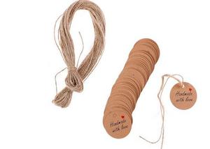 Craft Labels / Tags / gift labels / Handmade with Love x 100 with string