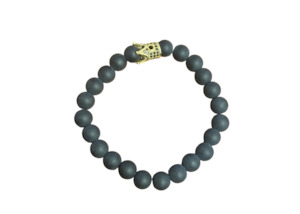 Jewellery Sale: Black Beaded Bracelet - Gold Crown (35)