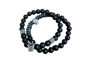 Jewellery Sale: Black and Silver Crown/Skull Double Bracelets (30)