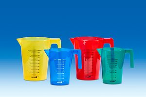Jugs, graduated, stackable, coloured, PP