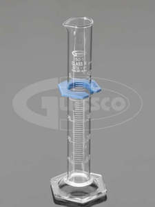 Measuring Cylinder Class A Graduated Hex Base, unserialised