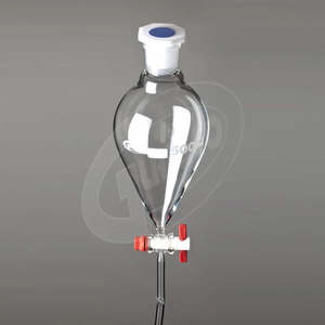Separating funnel, pear shaped, glass, PTFE stopcock